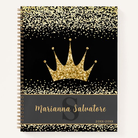 Gold Glitter Queen en Princess Crown Notitieboek (Voorkant)