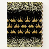 Gold Glitter Queen en Princess Crown Notitieboek (Achterkant)