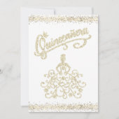 Gold Glitter Quinceañera 15 Crown Invitation Kaart (Voorkant)