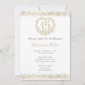 Gold Glitter Quinceañera 15 Crown Invitation Kaart (Achterkant)