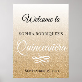 Gold Glitter Quinceañera 15e verjaardag Welkom Poster