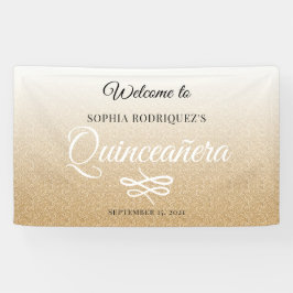 Gold Glitter Quinceañera 15e verjaardag Welkom Spandoek