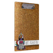 Gold Glitter Rainbow Unicorn-docenten klaslokaal Klembord (Rechts)