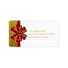 Gold Glitter Red Bow Holiday-adres