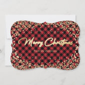 Gold Glitter Red Buffalo met kerstkaarten Feestdagenkaart (Voorkant)
