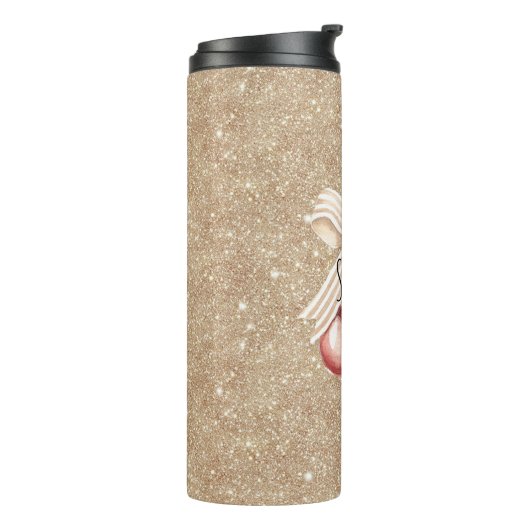 Gold Glitter Red Cherries Thermosbeker (Gedraaid links)