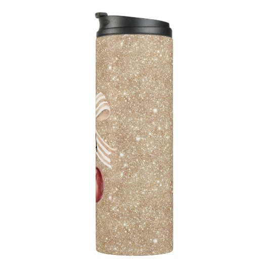 Gold Glitter Red Cherries Thermosbeker (Geroteerd rechts)