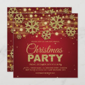 Gold Glitter & Red Corporate Kerstparty Kaart (Voorkant / Achterkant)