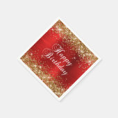 Gold Glitter Red Foil Happy Birthday Servet (Hoek)