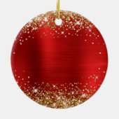 Gold Glitter Red Folie 50e verjaardag Keramisch Ornament (Achterkant)