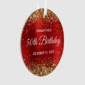 Gold Glitter Red Folie 50e verjaardag Ornament (voorkant)