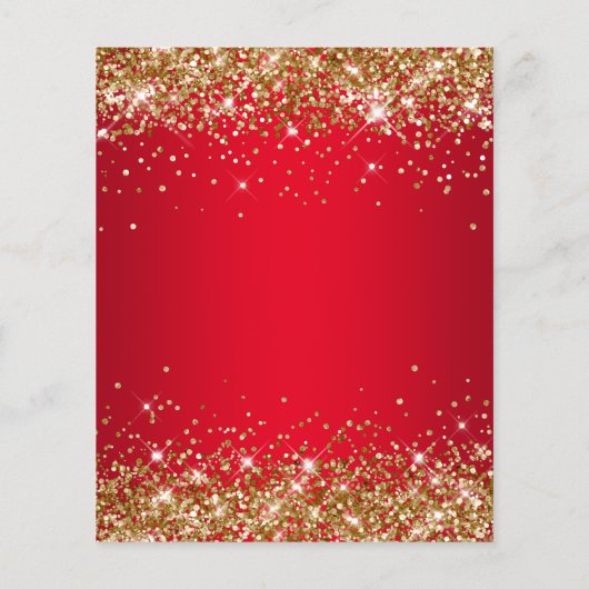 Gold Glitter Red Gradient 50th Birthday Invite (Achterkant)