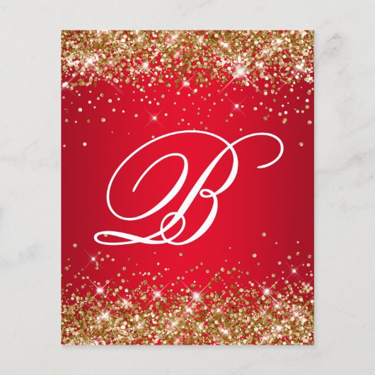 Gold Glitter Red Ombre 50th Birthday Uitnodiging (Achterkant)