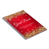 Gold Glitter Red Ombre 90th Birthday Guestbook Notitieboek (Rechterzijde)