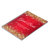 Gold Glitter Red Ombre 90th Birthday Guestbook Notitieboek (Linkerzijde)