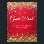 Gold Glitter Red Ombre 90th Birthday Guestbook Notitieboek<br><div class="desc">Creëer je eigen gastenboek voor haar 90ste verjaardagsfeest in dit lege notitieboek. Meisjes faux sparkly,  goudglitter op de boven- en onderrand van een rood ombre. U kunt de doopvontstijl en grootte aanpassen zoals nodig.</div>