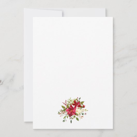 Gold Glitter Red Poinsettia Floral kerstfeest Kaart (Achterkant)