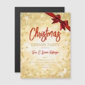 Gold Glitter Red Ribbon-kerstfeestdag (Voorkant / Achterkant)