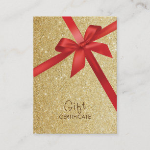 Gold Glitter Red Ribbon Wrapping Cadeaubonnen Kortingskaartje