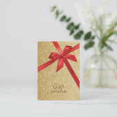 Gold Glitter Red Ribbon Wrapping Cadeaubonnen Kortingskaartje (Staand voorkant)