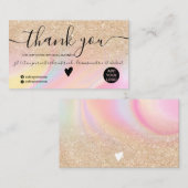 Gold glitter regenboogbestelling bedankt visitekaartje (Voorkant / Achterkant)
