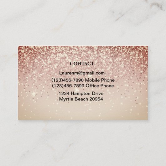 Gold Glitter Registered Nurse Visitekaartje (Achterkant)