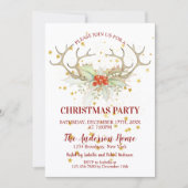 Gold Glitter Reindedarkerstdiner Kaart (Voorkant)