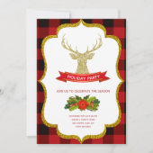 Gold Glitter Reindeer Kerstfeestdag Kaart (Voorkant)
