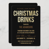 Gold Glitter Reindeer Kerstmis Drinken Kaart (Voorkant / Achterkant)