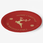 Gold Glitter Reindeer Merry-kerstfeest Red Papieren Bordje (Gekanteld)