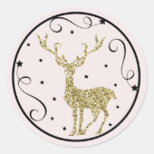 Gold Glitter Reindekerst Ronde Sticker (Voorkant)