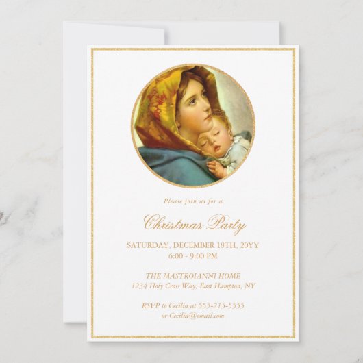 Gold Glitter Religieuze Kerstfeest Kaart (Voorkant)