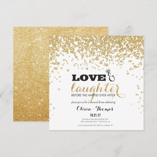 Gold Glitter-repetitie Kaart (Voorkant / Achterkant)