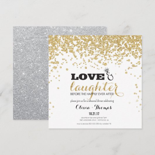 Gold Glitter-repetitie Kaart (Voorkant / Achterkant)