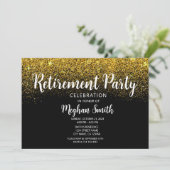 Gold Glitter Retirement Party Uitnodiging (Staand voorkant)
