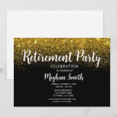 Gold Glitter Retirement Party Uitnodiging (Voorkant / Achterkant)