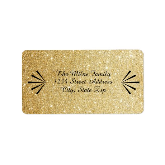 Gold Glitter Retro - Address Labels (Voorkant)