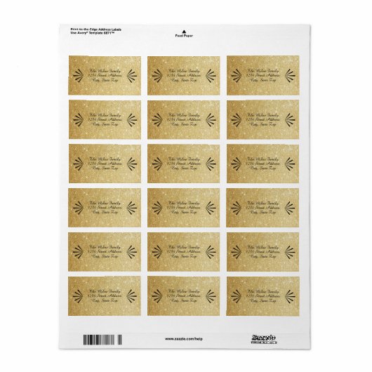 Gold Glitter Retro - Address Labels (Full Sheet)