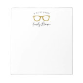 Gold Glitter Retro Glasses Note Pad Notitieblok (Voorkant)