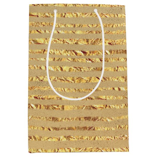Gold Glitter Ribbon Design Medium Cadeauzakje (Voorkant)