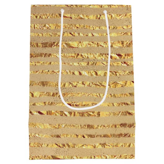 Gold Glitter Ribbon Design Medium Cadeauzakje (Achterkant)