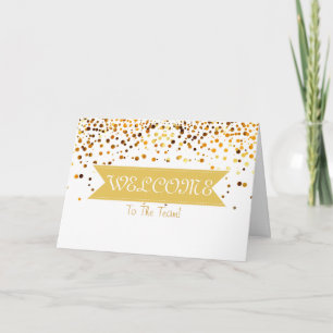 Gold Glitter Ribbon met White Border Welcome Kaart