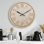 Gold Glitter Roman Numeral Sparkle Girly Grote Klok<br><div class="desc">Gold Glitter Roman Numeral Sparkle Girly Large Clock</div>