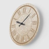 Gold Glitter Roman Numeral Sparkle Girly Grote Klok (Hoek)