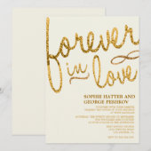 Gold Glitter Romantic Wedding Invitations Kaart (Voorkant / Achterkant)