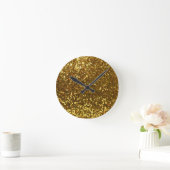 Gold Glitter Ronde Klok (Huis)