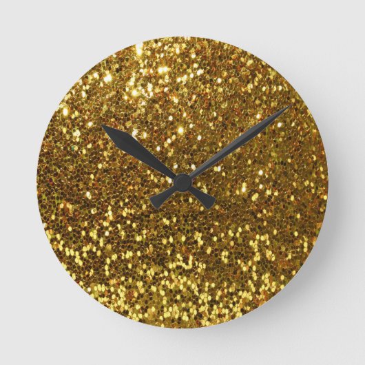 Gold Glitter Ronde Klok (Voorkant)