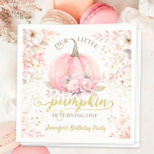 Gold Glitter Roos Bloemen Meisje Pompoen 1e Verjaa Servet