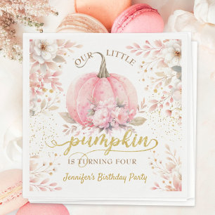 Gold Glitter Roos Bloemen Meisje Pompoen 4e Verjaa Servet