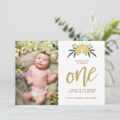 Gold Glitter Roos en botanische bladeren 1 zaterda Kaart (Staand voorkant)